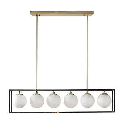 INK+IVY Helena 6-Light Frosted Glass Globe Linear Chandelier
