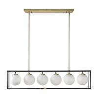 INK+IVY Helena 6-Light Frosted Glass Globe Linear Chandelier