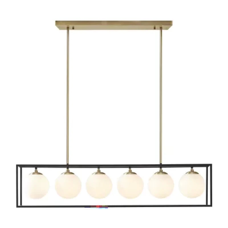 INK+IVY Helena 6-Light Frosted Glass Globe Linear Chandelier