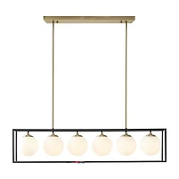 INK+IVY Helena 6-Light Frosted Glass Globe Linear Chandelier