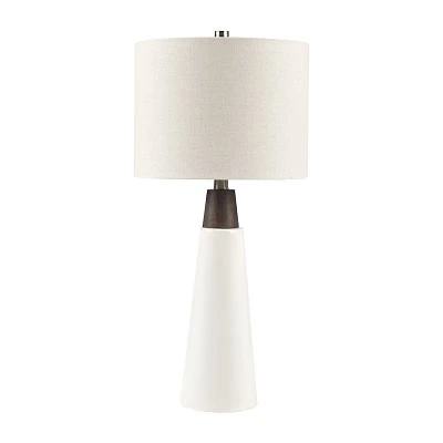 INK+IVY Tristan Triangular Ceramic and Wood Table Lamp