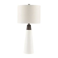 INK+IVY Tristan Triangular Ceramic and Wood Table Lamp