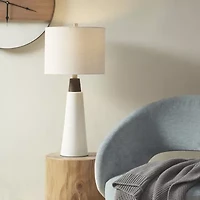 INK+IVY Tristan Triangular Ceramic and Wood Table Lamp