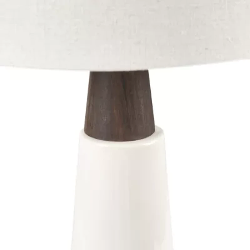 INK+IVY Tristan Triangular Ceramic and Wood Table Lamp