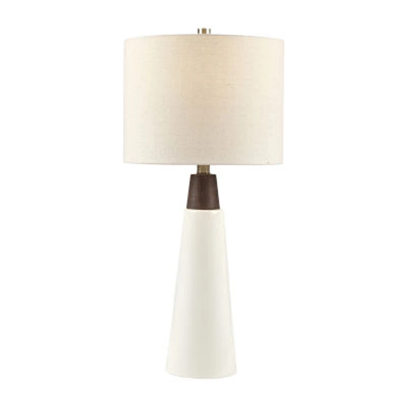 INK+IVY Tristan Triangular Ceramic and Wood Table Lamp
