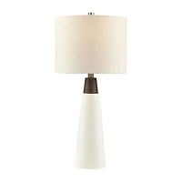 INK+IVY Tristan Triangular Ceramic and Wood Table Lamp