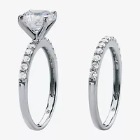 DiamonArt® Womens 2 / CT. T.W. White Cubic Zirconia 10K Gold Round Bridal Set