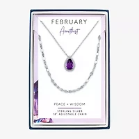2-pc.Birthstone Necklace Set Sterling Silver