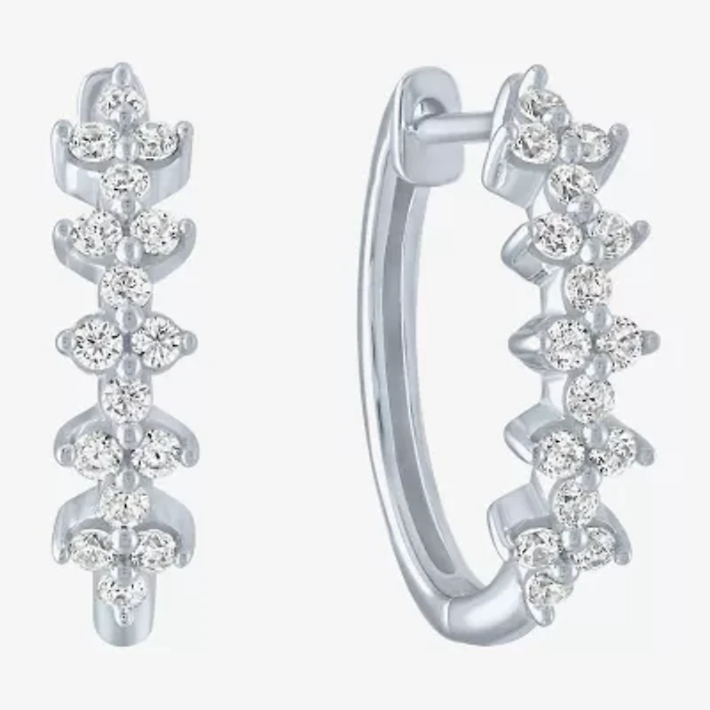 (G-H / Si2-I1) Womens 1/3 CT. T.W. Lab Grown Diamond 10K White Gold 16mm Hoop Earrings