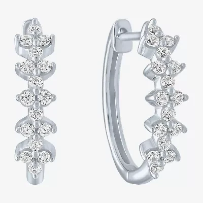 (G-H / Si2-I1) Womens 1/3 CT. T.W. Lab Grown Diamond 10K White Gold 16mm Hoop Earrings