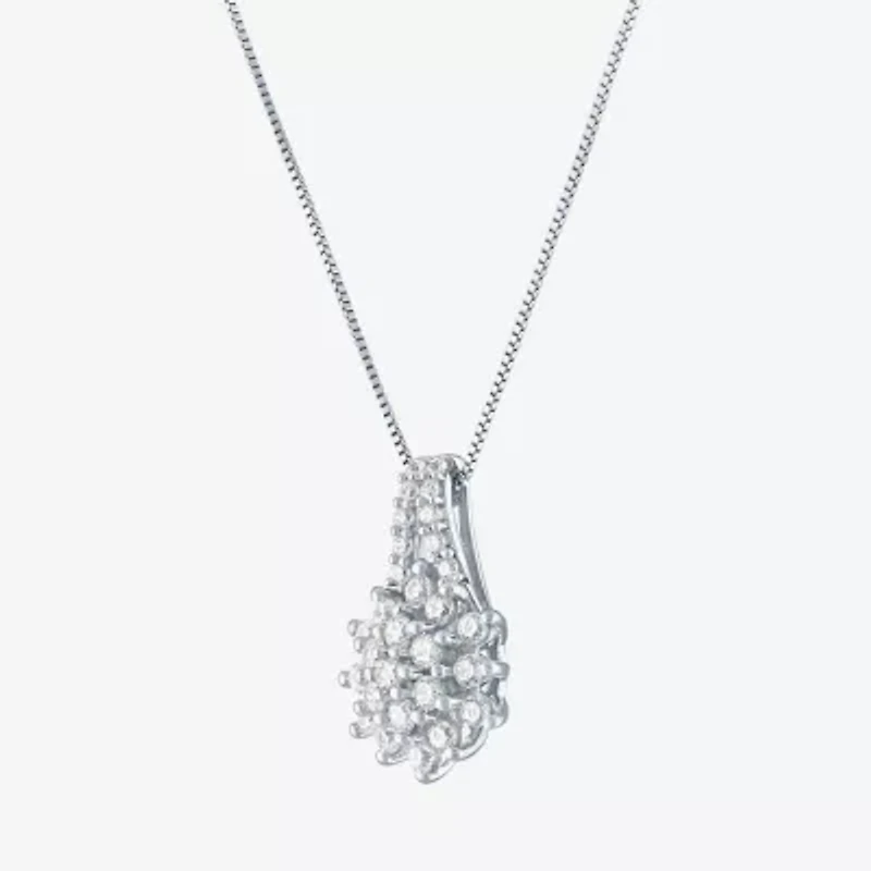 (G-H / Si2-I1) Womens 1/3 CT. T.W. Lab Grown Diamond 10K White Gold 18 Inch Pendant Necklace