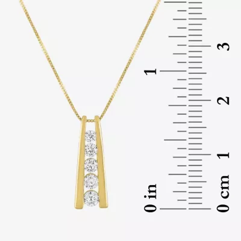 5-Stone Ladder Style (G-H / Si2-I1) Womens 1/3 CT. T.W. Lab Grown White Diamond 10K Gold 18 Inch Pendant Necklace