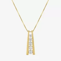 5-Stone Ladder Style (G-H / Si2-I1) Womens 1/3 CT. T.W. Lab Grown White Diamond 10K Gold 18 Inch Pendant Necklace