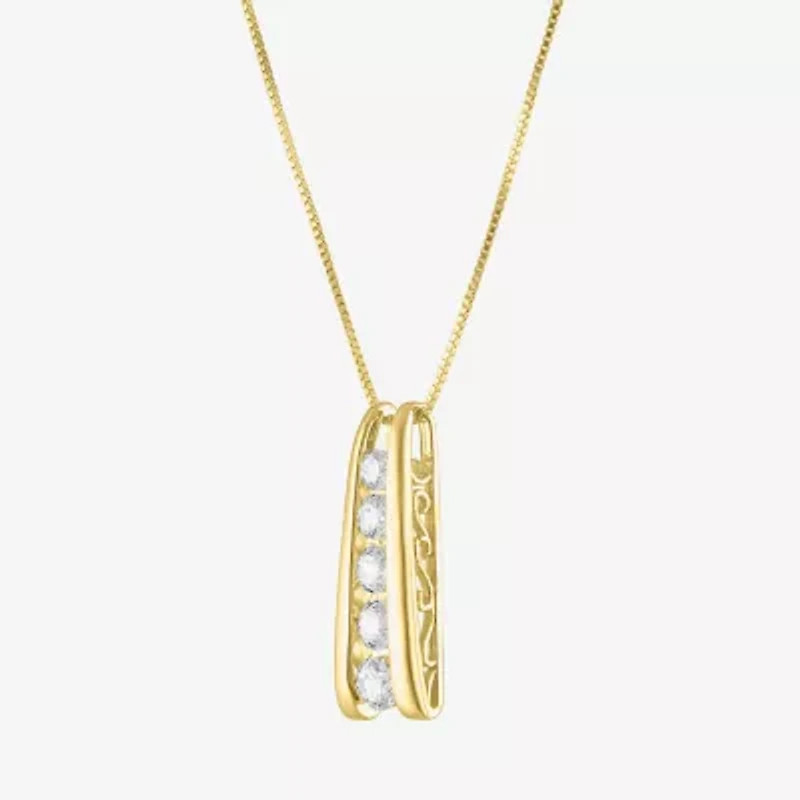 5-Stone Ladder Style (G-H / Si2-I1) Womens 1/3 CT. T.W. Lab Grown White Diamond 10K Gold 18 Inch Pendant Necklace