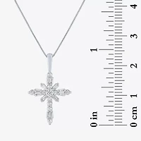 G-H / Si2-I1) Womens 1/ CT. T.W. Lab Grown White Diamond 10K Gold Cross 18 Inch Pendant Necklace