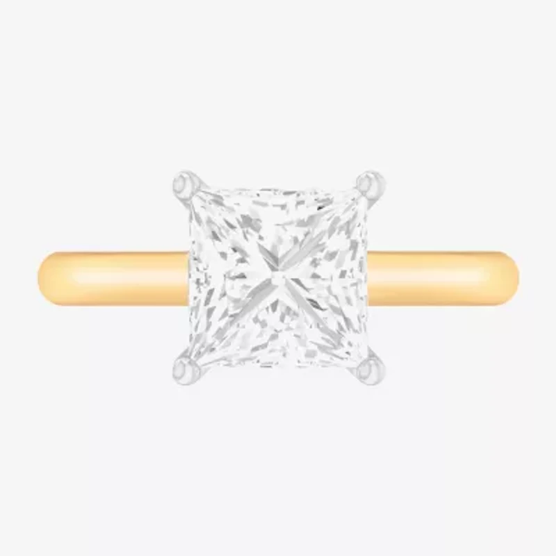 Solitaire Ring (G-H / Si1-Si2) Womens 2 CT. T.W. Lab Grown White Diamond 14K Gold Princess Engagement