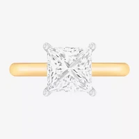Solitaire Ring (G-H / Si1-Si2) Womens 2 CT. T.W. Lab Grown White Diamond 14K Gold Princess Engagement