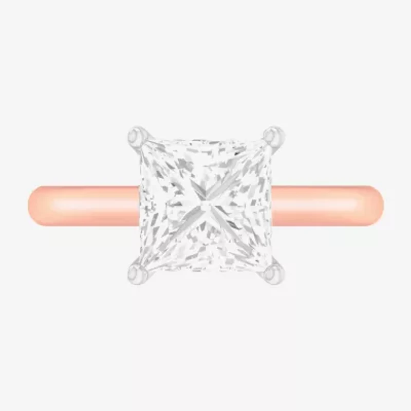 Solitaire Ring (G-H / Si1-Si2) Womens 2 CT. T.W. Lab Grown White Diamond 14K Gold Princess Engagement