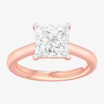 G-H / SI1-SI2) Womens 2 CT. T.W. Lab Grown White Diamond 14K Gold Princess Solitaire Engagement Ring