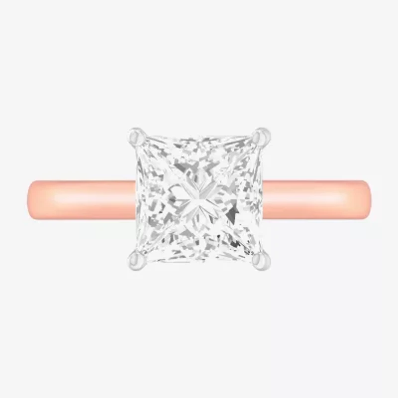 G-H / SI1-SI2) Womens 2 CT. T.W. Lab Grown White Diamond 14K Gold Princess Solitaire Engagement Ring
