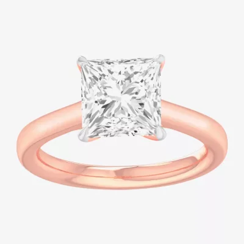 Solitaire Ring (G-H / Si1-Si2) Womens 2 CT. T.W. Lab Grown White Diamond 14K Gold Princess Engagement