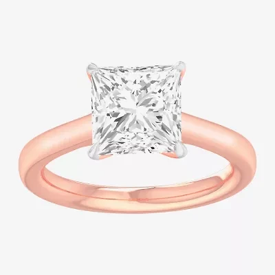 Solitaire Ring (G-H / Si1-Si2) Womens 2 CT. T.W. Lab Grown White Diamond 14K Gold Princess Engagement