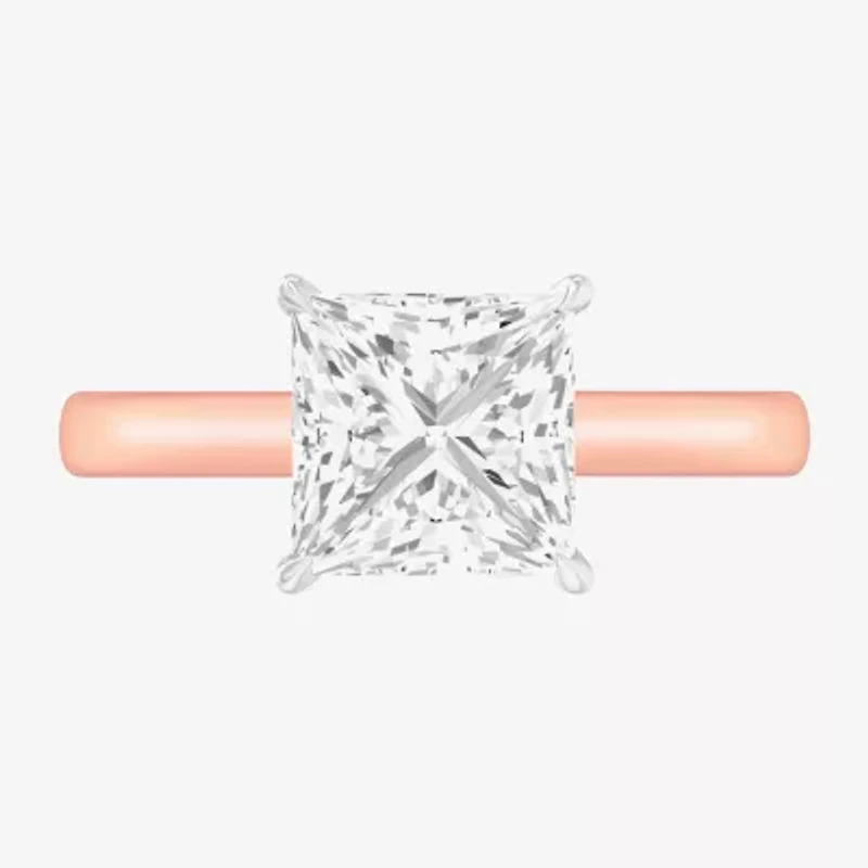 Solitaire Ring (G-H / Si1-Si2) Womens 2 CT. T.W. Lab Grown White Diamond 14K Gold Princess Engagement