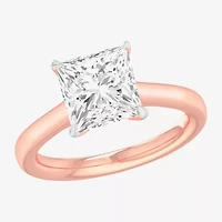 Solitaire Ring (G-H / Si1-Si2) Womens 2 CT. T.W. Lab Grown White Diamond 14K Gold Princess Engagement