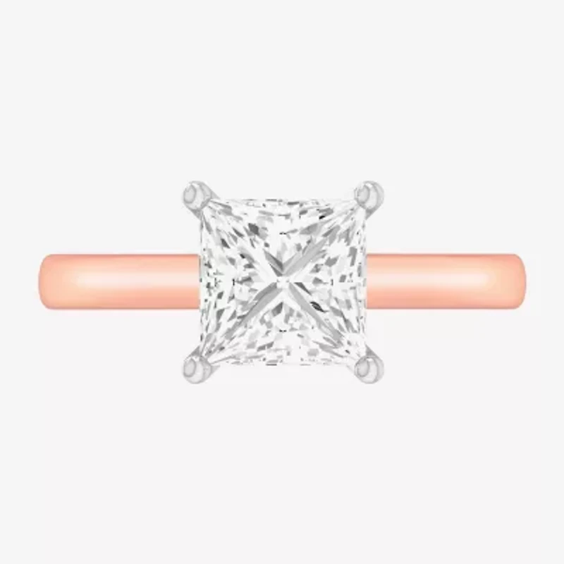 G-H / SI1-SI2) Womens 2 CT. T.W. Lab Grown White Diamond 14K Gold Princess Solitaire Engagement Ring