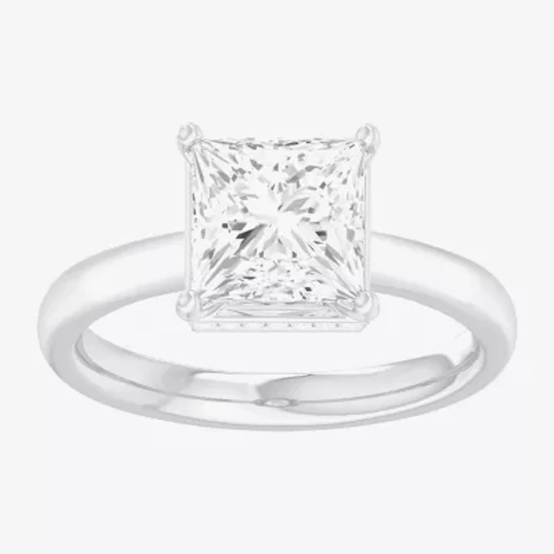 G-H / SI1-SI2) Womens 2 CT. T.W. Lab Grown White Diamond 14K Gold Princess Solitaire Engagement Ring