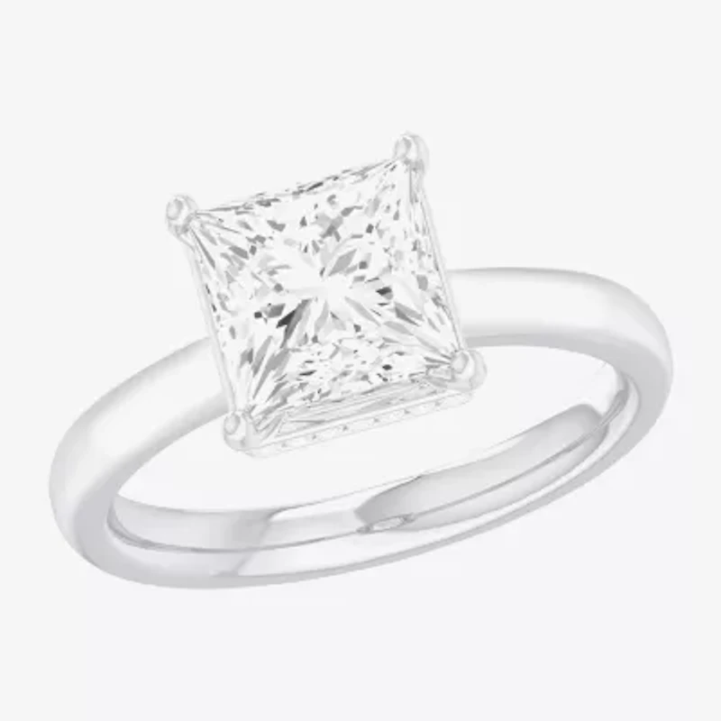 G-H / SI1-SI2) Womens 2 CT. T.W. Lab Grown White Diamond 14K Gold Princess Solitaire Engagement Ring