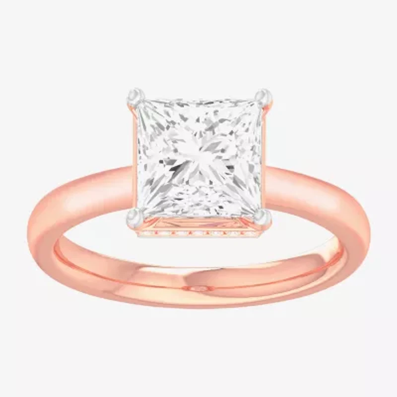 G-H / SI1-SI2) Womens 2 CT. T.W. Lab Grown White Diamond 14K Gold Princess Solitaire Engagement Ring