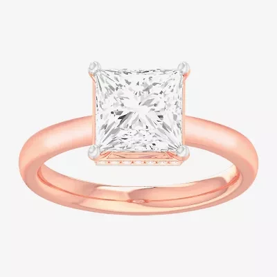 G-H / SI1-SI2) Womens 2 CT. T.W. Lab Grown White Diamond 14K Gold Princess Solitaire Engagement Ring