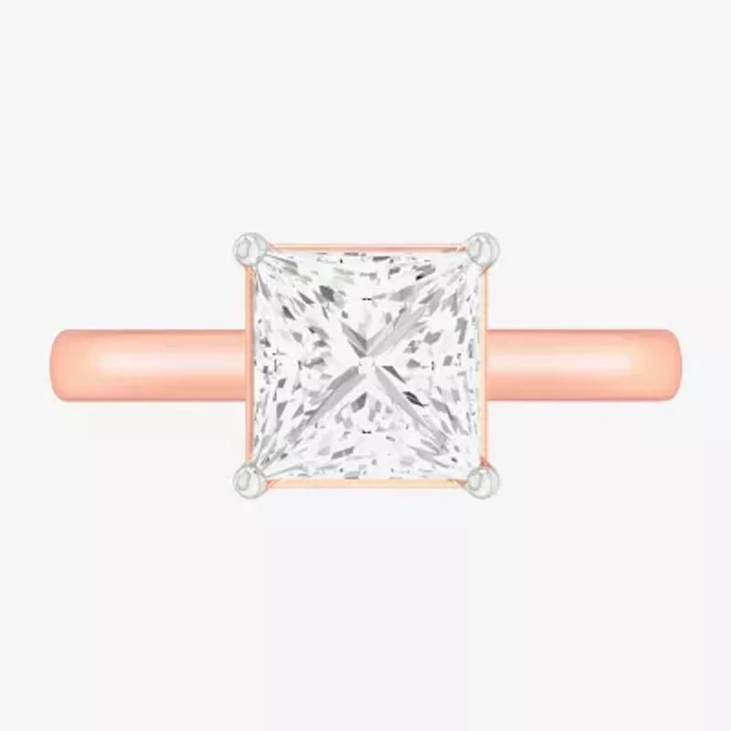 G-H / SI1-SI2) Womens 2 CT. T.W. Lab Grown White Diamond 14K Gold Princess Solitaire Engagement Ring