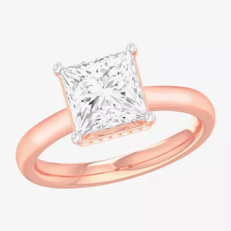 G-H / SI1-SI2) Womens 2 CT. T.W. Lab Grown White Diamond 14K Gold Princess Solitaire Engagement Ring