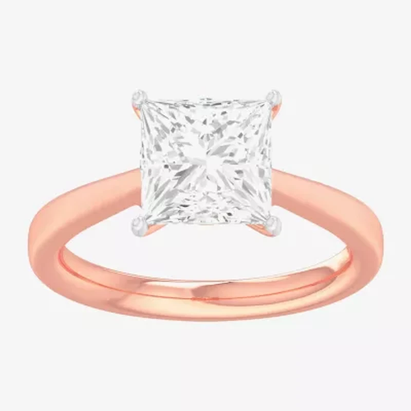 (G-H / SI1-SI2) Womens 2 CT. T.W. Lab Grown White Diamond 14K Gold Princess Solitaire Engagement Ring