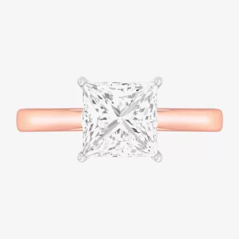 (G-H / SI1-SI2) Womens 2 CT. T.W. Lab Grown White Diamond 14K Gold Princess Solitaire Engagement Ring