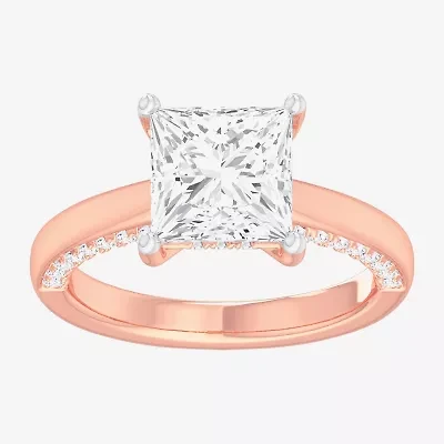 (G-H / SI1-SI2) Womens 2 1/2 CT. T.W. Lab-Grown White Diamond 14K Gold Princess Solitaire Engagement Ring