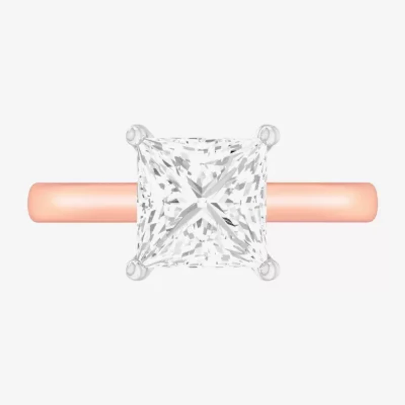 (G-H / SI1-SI2) Womens 2 1/2 CT. T.W. Lab-Grown White Diamond 14K Gold Princess Solitaire Engagement Ring