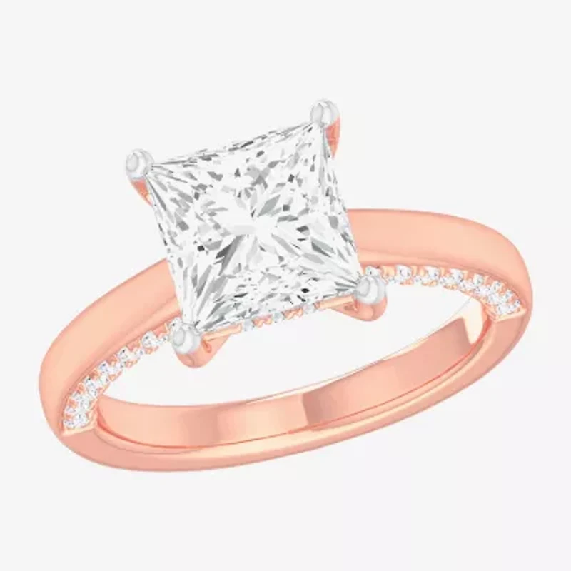 (G-H / SI1-SI2) Womens 2 1/2 CT. T.W. Lab-Grown White Diamond 14K Gold Princess Solitaire Engagement Ring