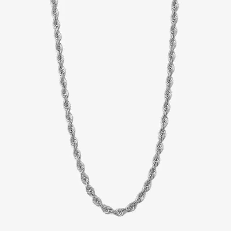 14K White Gold 18-24" 5mm Hollow Rope Chain Necklace