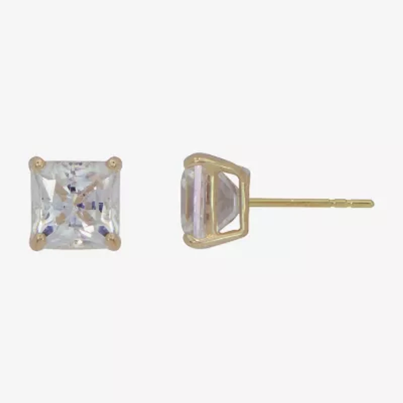 Cubic Zirconia 14K Gold 8mm Stud Earrings