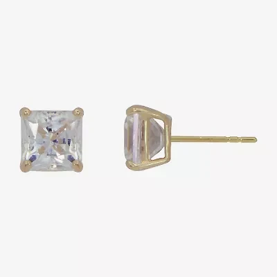 Cubic Zirconia 14K Gold 8mm Stud Earrings