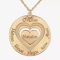 Personalized "Mom" with Child Names around Heart Pendant Necklace
