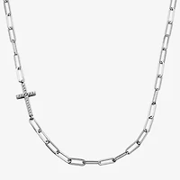 Paris 1901 By Charles Garnier Womens White Cubic Zirconia Sterling Silver Cross 18 Inch Pendant Necklace