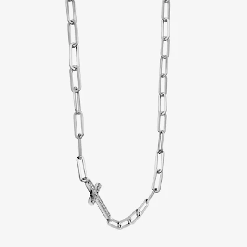 Paris 1901 By Charles Garnier Womens White Cubic Zirconia Sterling Silver Cross 18 Inch Pendant Necklace