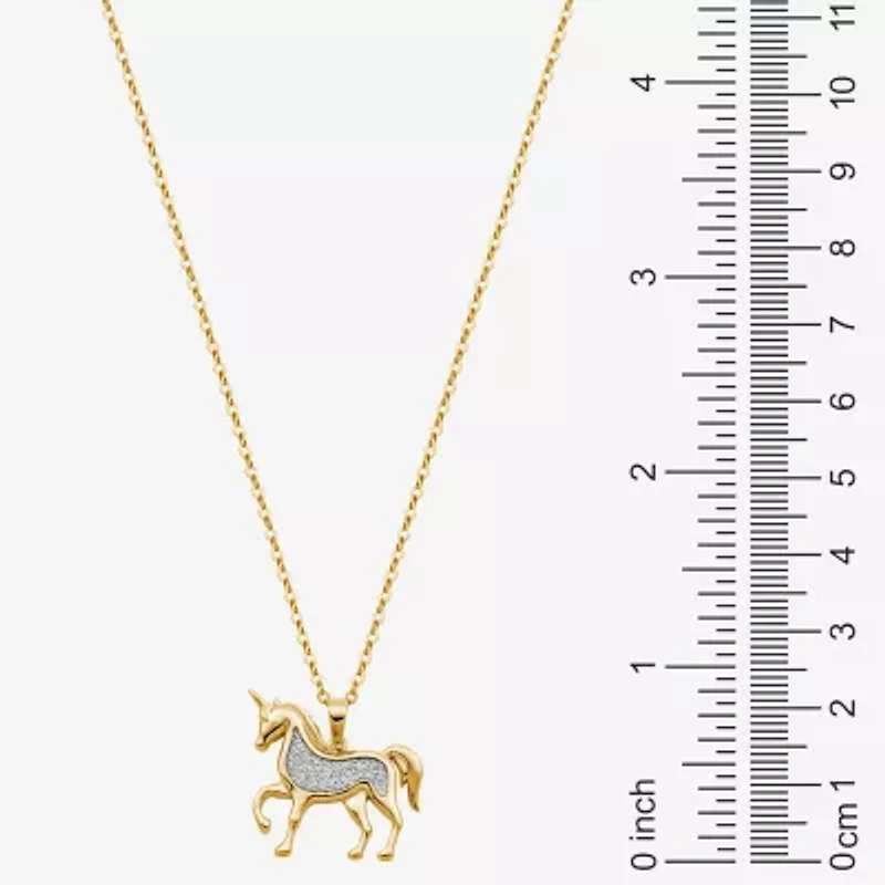 Unicorn Womens 18K Gold Over Silver 18 Inch Pendant Necklace