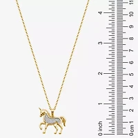 Unicorn Womens 18K Gold Over Silver 18 Inch Pendant Necklace