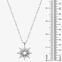 Womens 7/8 CT. T.W. Cubic Zirconia Sterling Silver Paperclip Sunburst 17 Inch Pendant Necklace