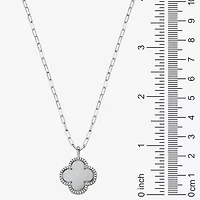 Womens 1 7/8 CT. T.W. White Mother Of Pearl Sterling Silver Clover 17 Inch Pendant Necklace